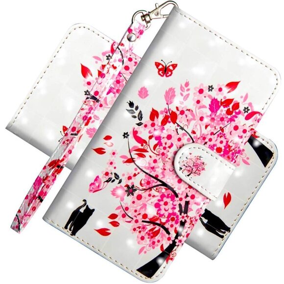 Samsung Galaxy A71 5G 3D Cat Under Tree  premium PU leather wallet case - Picture 1 of 7